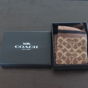 COACH Brown Signature Jacquard Men's Socks